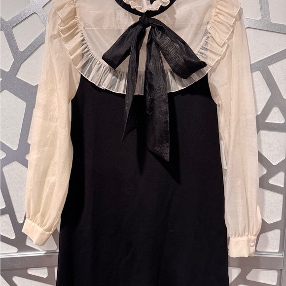 Zara Dresses & Skirts - Zara Elegant Black and Cream Long Sleeve Dress